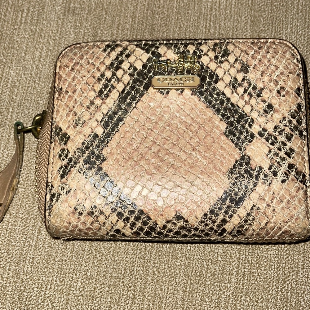 COACH snakeskin print wallet with zipper